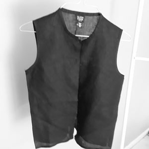 Eileen Fisher Black Button Down Sleeveless Vest si